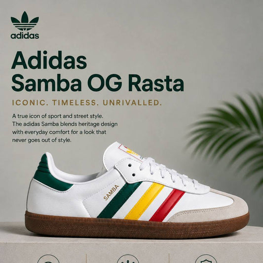 ADIDAS SAMBA OG RASTA TRAINERS WOMENS & JUNIORS